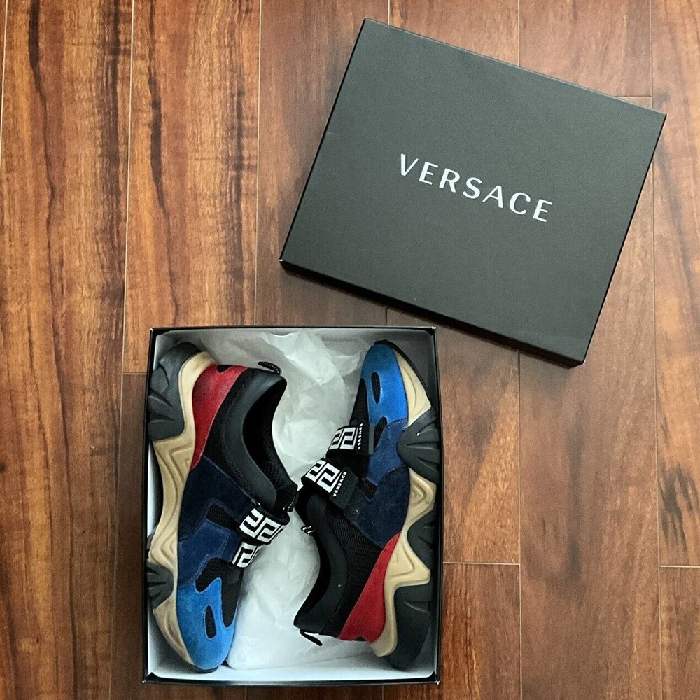 Versace Boys Kids Squalo Sneakers Multi-colored Shoes Sneakers Size 39 EU 6 US